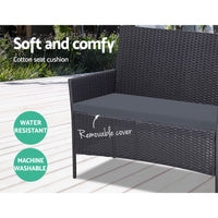 4 Seater Outdoor Sofa Set Wicker Setting Table Chair Furniture Dark Grey