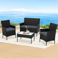 4 Seater Outdoor Sofa Set Wicker Setting Table Chair Furniture Dark Grey