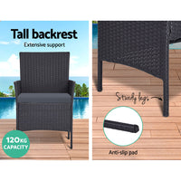 4 Seater Outdoor Sofa Set with Storage Cover Wicker Table Chair DarkGrey