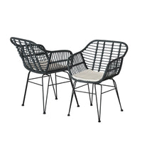 3PC Outdoor Furniture Bistro Set Lounge Setting Table Chairs Cushion Patio Grey