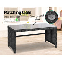 4 PCS Outdoor Sofa Set Rattan Chair Table Setting Garden Furniture Black