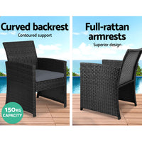 4 PCS Outdoor Sofa Set with Storage Cover Rattan Chair Furniture Black