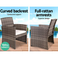 4 PCS Outdoor Sofa Set with Storage Cover Rattan Chair Furniture Grey