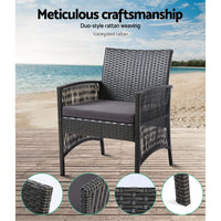 4PCS Outdoor Sofa Set Wicker Harp Chair Table Garden Furniture Grey