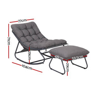 Gardeon Rocking Chair with Footrest Mesh Seat Cushion Outdoor Chairs Grey