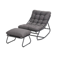 Gardeon Rocking Chair with Footrest Mesh Seat Cushion Outdoor Chairs Grey