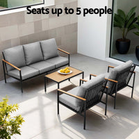 5 Seater Outdoor Sofa Set 4PCS Table Chair Garden Bench Patio Furniture