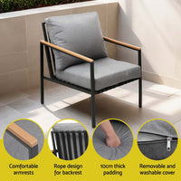 5 Seater Outdoor Sofa Set 4PCS Table Chair Garden Bench Patio Furniture