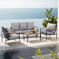 5 Seater Outdoor Sofa Set 4PCS Table Chair Garden Bench Patio Furniture