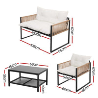 Gardeon 4 Seater Outdoor Sofa Set 4PCS Table Chair Set Garden Patio Furniture