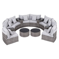 Gardeon 8 Seater Outdoor Sofa Set 14PCS Table Chair Set Rattan Patio Furniture