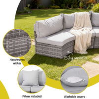 Gardeon 8 Seater Outdoor Sofa Set 14PCS Table Chair Set Rattan Patio Furniture