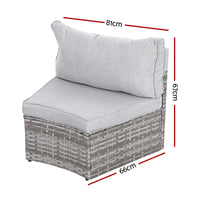 Gardeon 2 PCS Outdoor Sofa Set Rattan Modular Chair Garden Patio Furniture Grey