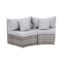 Gardeon 2 PCS Outdoor Sofa Set Rattan Modular Chair Garden Patio Furniture Grey