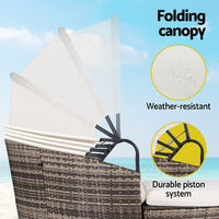 Gardeon Outdoor Day Bed Sun Lounge Setting Wicker Lounger Furniture Patio Beige Set of 3