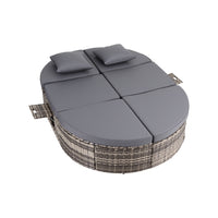 Gardeon Outdoor Day Bed Sun Lounge Setting Wicker Lounger Patio Furniture w/ Retractable Side Tray