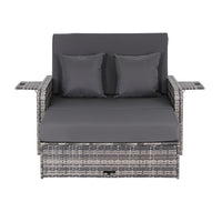 Gardeon Outdoor Day Bed Sun Lounge Setting Wicker Lounger Patio Furniture Grey
