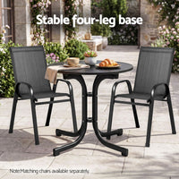 Gardeon Outdoor Side Table 80cm Folding Steel Round Bistro Desk Cafe Patio Furniture Black