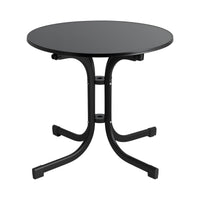 Gardeon Outdoor Side Table 80cm Folding Steel Round Bistro Desk Cafe Patio Furniture Black