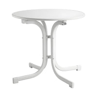 Gardeon Outdoor Side Table 80cm Folding Steel Round Bistro Desk Cafe Patio Furniture White