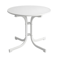 Gardeon Outdoor Side Table 80cm Folding Steel Round Bistro Desk Cafe Patio Furniture White