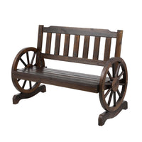 Outdoor Garden Bench Wooden 2 Seater Wagon Chair Patio Furniture Brown