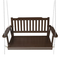 Porch Swing Chair With Chain Outdoor Furniture Wooden Bench 2 Seat Brown