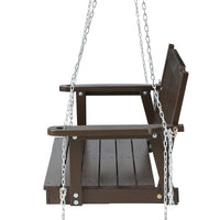 Porch Swing Chair With Chain Outdoor Furniture Wooden Bench 2 Seat Brown