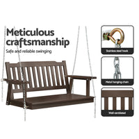 Porch Swing Chair With Chain Outdoor Furniture Wooden Bench 2 Seat Brown