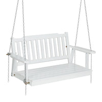 Porch Swing Chair with Chain Garden Chair Outdoor Furniture Wooden White