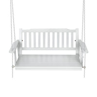 Porch Swing Chair with Chain Garden Chair Outdoor Furniture Wooden White