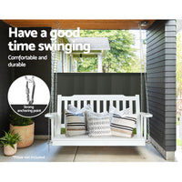 Porch Swing Chair with Chain Garden Chair Outdoor Furniture Wooden White