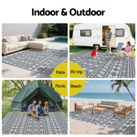 Gardeon Outdoor Rugs 274x366cm Large Carpet Reversible Area Mat PP Dual-Sided Patio Rug Bohemian