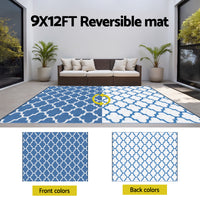 Gardeon Outdoor Rugs 274x366cm Large Carpet Reversible Area Mat PP Dual-Sided Patio Rug Blue