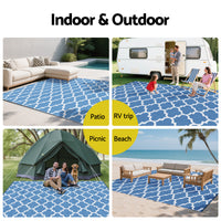 Gardeon Outdoor Rugs 274x366cm Large Carpet Reversible Area Mat PP Dual-Sided Patio Rug Blue