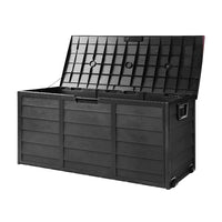 Outdoor Storage Box 290L Lockable Organiser Garden Deck Shed All Black