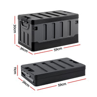 Gardeon Collapsible Outdoor Storage Box 60L Stackable Folding Camping Organizer Black