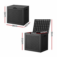 Gardeon Outdoor Storage Box 118L Container Lockable Garden Toy Tool Rattan-Texture Black