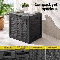 Gardeon Outdoor Storage Box 118L Container Lockable Garden Toy Tool Rattan-Texture Black