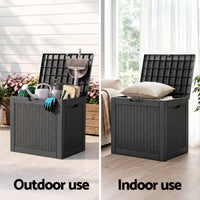 Gardeon Outdoor Storage Box 118L Container Lockable Garden Toy Tool Rattan-Texture Black