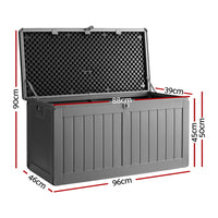 Outdoor Storage Box 190L Container Lockable Garden Bench Tool Shed Black