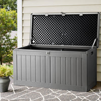 Outdoor Storage Box 190L Container Lockable Garden Bench Tool Shed Black