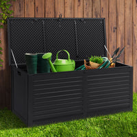 Outdoor Storage Box 490L Container Lockable Garden Bench Shed Tools Toy All Black