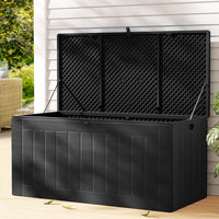 Outdoor Storage Box 830L Container Lockable Bench Tool Shed All Black