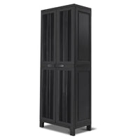 Outdoor Storage Cabinet Box 173cm Lockable Cupboard Sheds Garage Adjustable Black