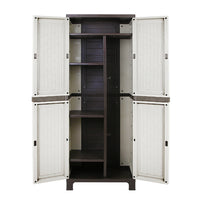 Outdoor Storage Cabinet Box 173cm Lockable Cupboard Sheds Adjustable Rattan Beige