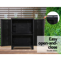 Outdoor Storage Cabinet Box 92cm Lockable Cupboard Sheds Garage Adjustable Black