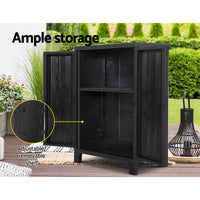 Outdoor Storage Cabinet Box 92cm Lockable Cupboard Sheds Garage Adjustable Black