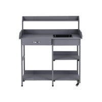 Gardeon Outdoor Potting Bench Table Storage Cabinet Potters Garden Workstation Grey