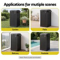 Gardeon Outdoor Trash Cans Polypropylene Patio Hideaway Bin 110L Black
